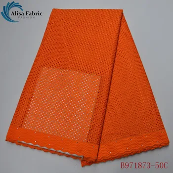 

Alisa Punch Swiss Voile Lace Fabric Nigerian Sewing Wedding Dress Mateial 2020 Latest Orange African Dry Lace Fabric B971873-50C