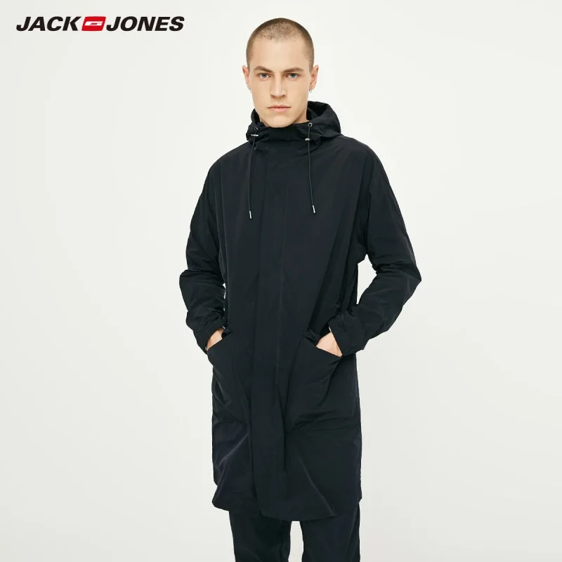 JackJones осенний мужской светильник Тренч Повседневная ветровка с капюшоном куртка 218321543