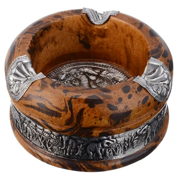 

1Set 3Inch Vintage Wood Ashtray Tray Handmade Smoking Tobacco Cigarette Ashtray Ash Tray Case for Home Smoking