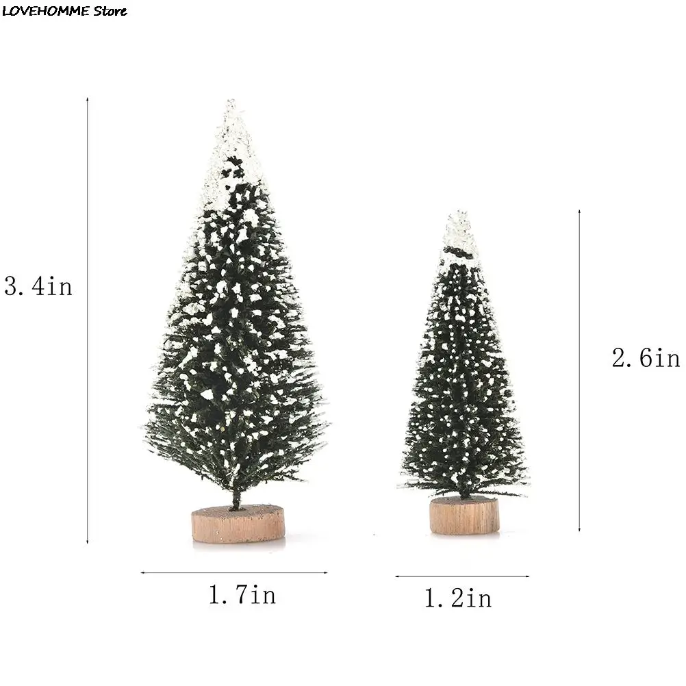 Mini Christmas Tree 1/3/6 Pcs Artificial Sisal Snow Landscape Architecture for Christmas Crafts Tabletop Decor