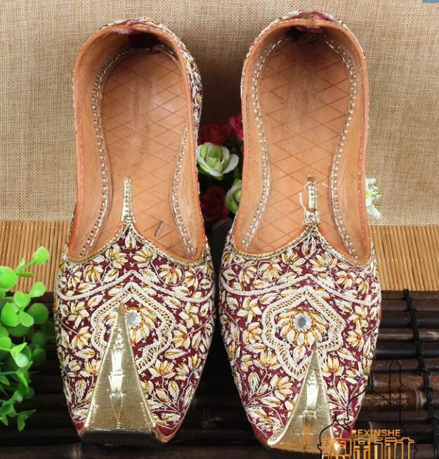 Sapatos artesanais paquistaneses bordados de couro de vaca| | - AliExpress