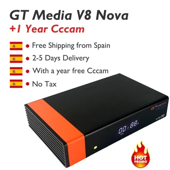 

Gtmedia v8 nova DVB-S2 FTA Satellite Receiver Freesat v8 with Europe ccam 7 lines for 1 year Support H.265 Built-in WiFi IPTV
