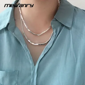 Mewanry 925 Sterling Silver Necklace New Trendy Elegant Charming Glossy Geometric Party Jewelry Lover Gifts Couples Accessories