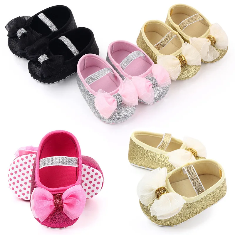 Baby Girl Shoes Infant Newborn Baby Shoes Dress Princess Bowknot Toddler Bling Soft Sole Anti-slip First Walkers Baby Crib Shoes toddler newborn baby girl shoes comfort cotton cute flower dress light infant first walker princess crawl baby crib moccasins