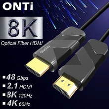 ONTi Optical Fiber HDMI 2.1 สายเคเบิล HD (UHD) 8K 120Hz 48Gbs พร้อม Audio Video สาย HDMI HDR 4:4:4 Lossless เครื่องขยายเสียง(China)