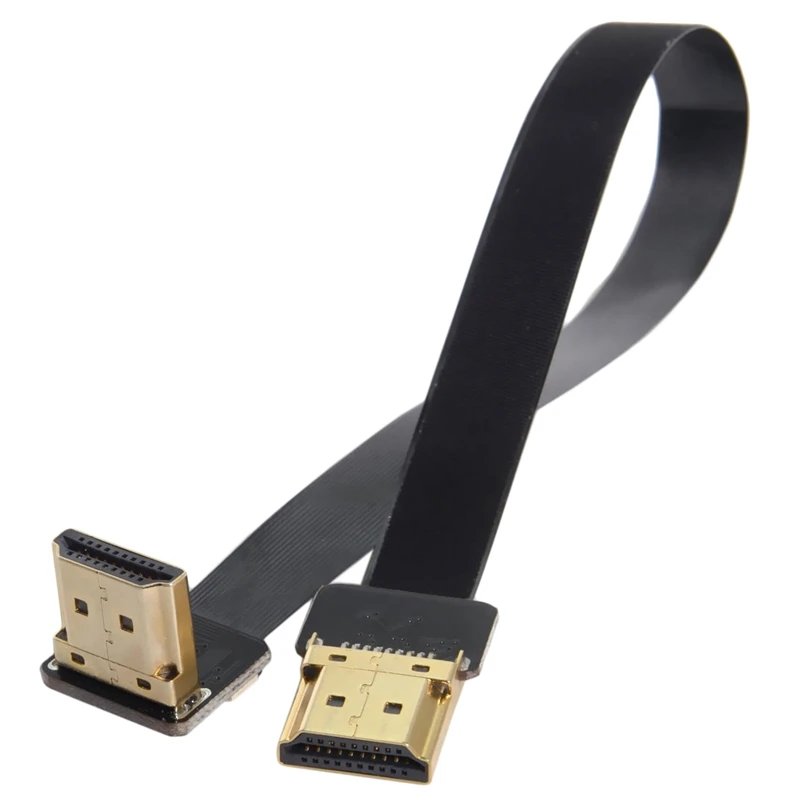 

Fpv Hdmi Male To Up Angled 90D Hdmi Male Hdtv Fpc Flat Cable For Fpv Hdtv Multicopter Aerial Photograph 50Cm