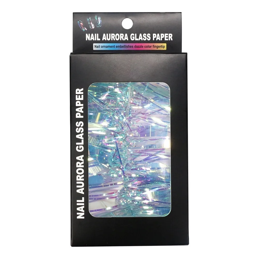 1 шт цветные наклейки для ногтей Aurora glass paper beauty Design Nail Art аксессуары для ногтей модные DIY дизайнерские украшения 6 цветов