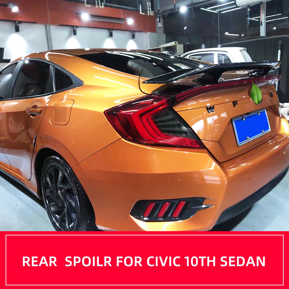 Крыло задний спойлер для Honda Civic 2016 2017 2018 2019 2020 2021 АБС-пластик углеродная черная