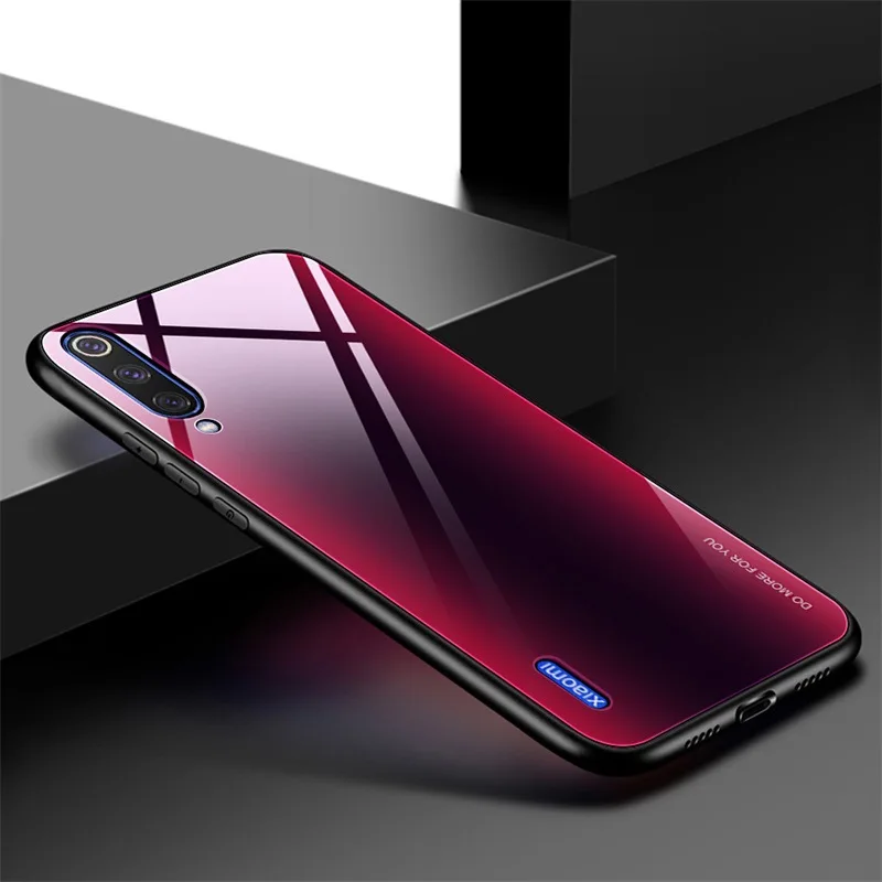 Градиентная стеклянная оболочка красный Mi 7 7A NOTE7 7 закаленное стекло крышка Xiao Mi 7 Mi 9 Mi 9 Se Mi CC9E синее стекло Чехол для мобильного телефона