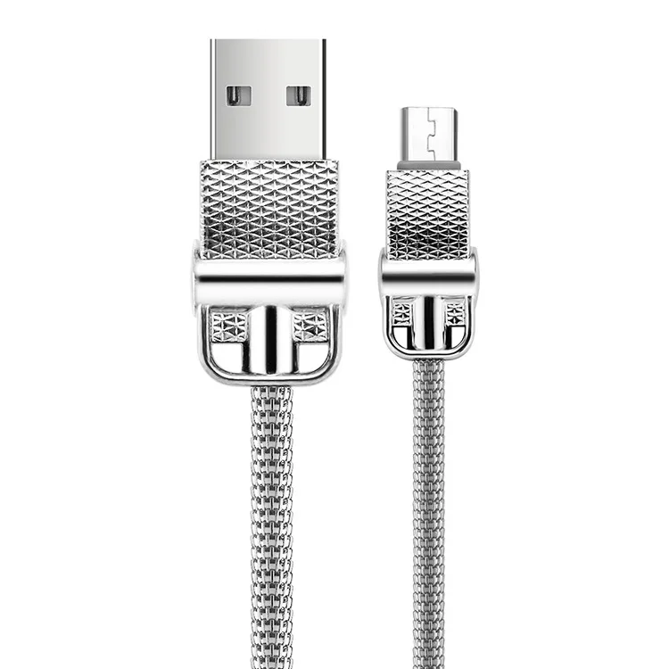 JIANHAN 2.4A металлический поворотный, микро-usb USB металлический тканый зарядный кабель 1 м Micro USB кабель для быстрой зарядки для huawei Xiaomi OPPO
