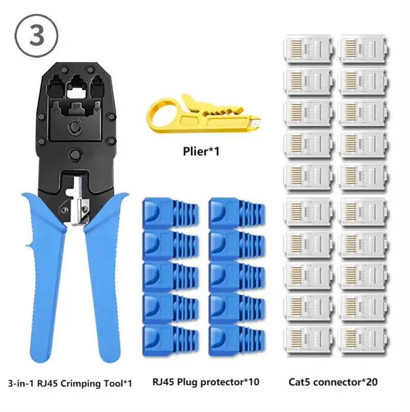 RJ45 Crimping Tool Stripper Plier Cutter Cat5e Connector Lan Cable Tester for Cat5 Cat6a Cat7 