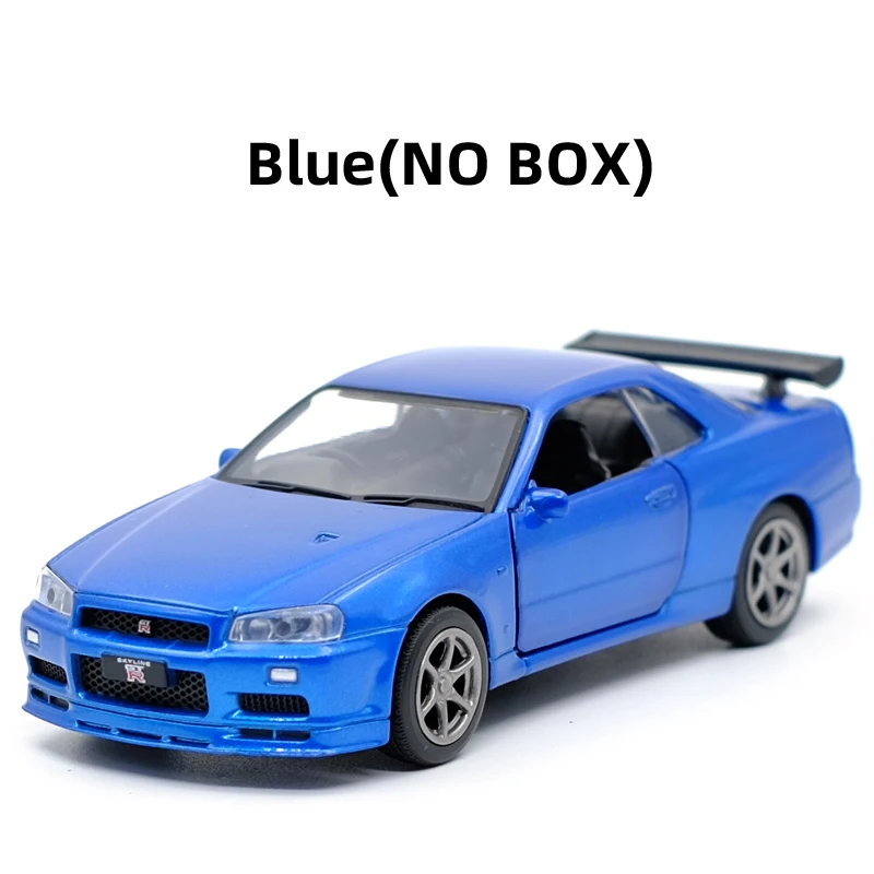 JK 1:36 Skyline GTR R34 спортивный автомобиль литая под давлением модель автомобиля игрушка с оттягиванием для детей подарки коллекция игрушек - Цвет: BLUE(NO BOX)