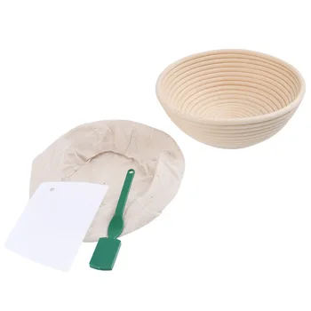 

1 Set Dough Proofing Basket Kit Bread Fermentation Proofing Basket Rattan Sourdough Container (22cm Basket + Cutter + Scraper +