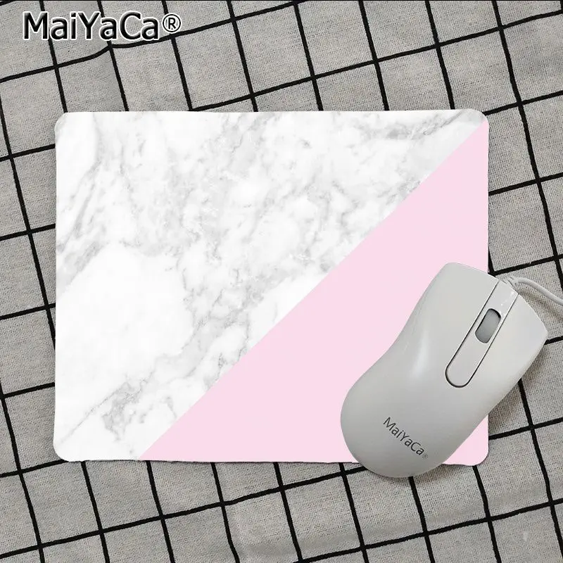 No Lock Edge18x22cm Maiya Высококачественная Белая розовая Золотая мраморная клавиатура коврики для игровой мыши гладкая записывающая подставка для настольных компьютеров мат игровой коврик для мыши - Color: No Lock Edge18x22cm