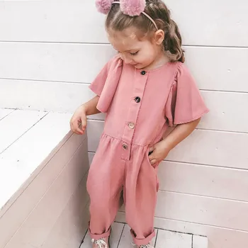 

1-6 Years Kids Baby Girls Overalls Ruffle Short Sleeve Romper Toddler Girl Jumpsuit Leggings Pants Trousers Baby Girls Overalls