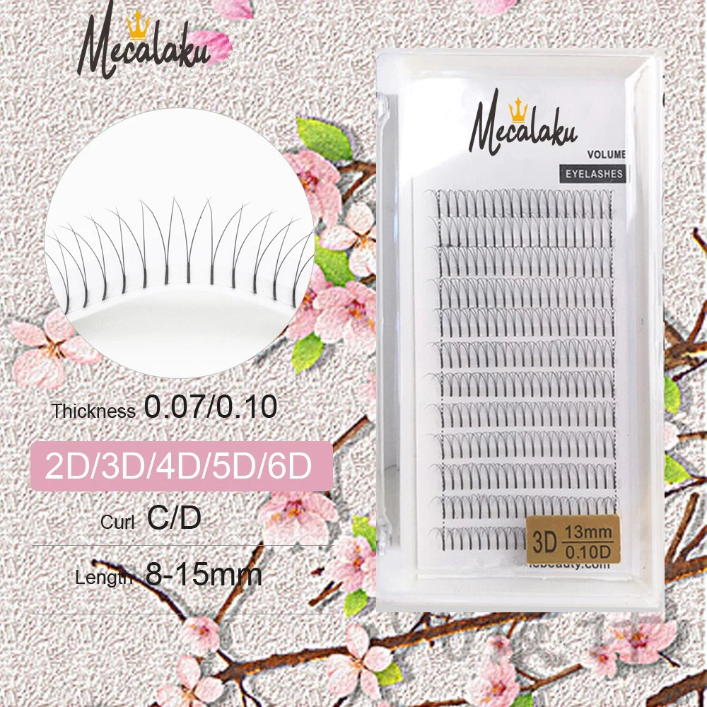 

Mecalaku Lashes 2D 3D 4D 5D 6D False Lashes Long Stem Premade Russian Volume Fans Individual Faux Mink Pre made Volume Fans