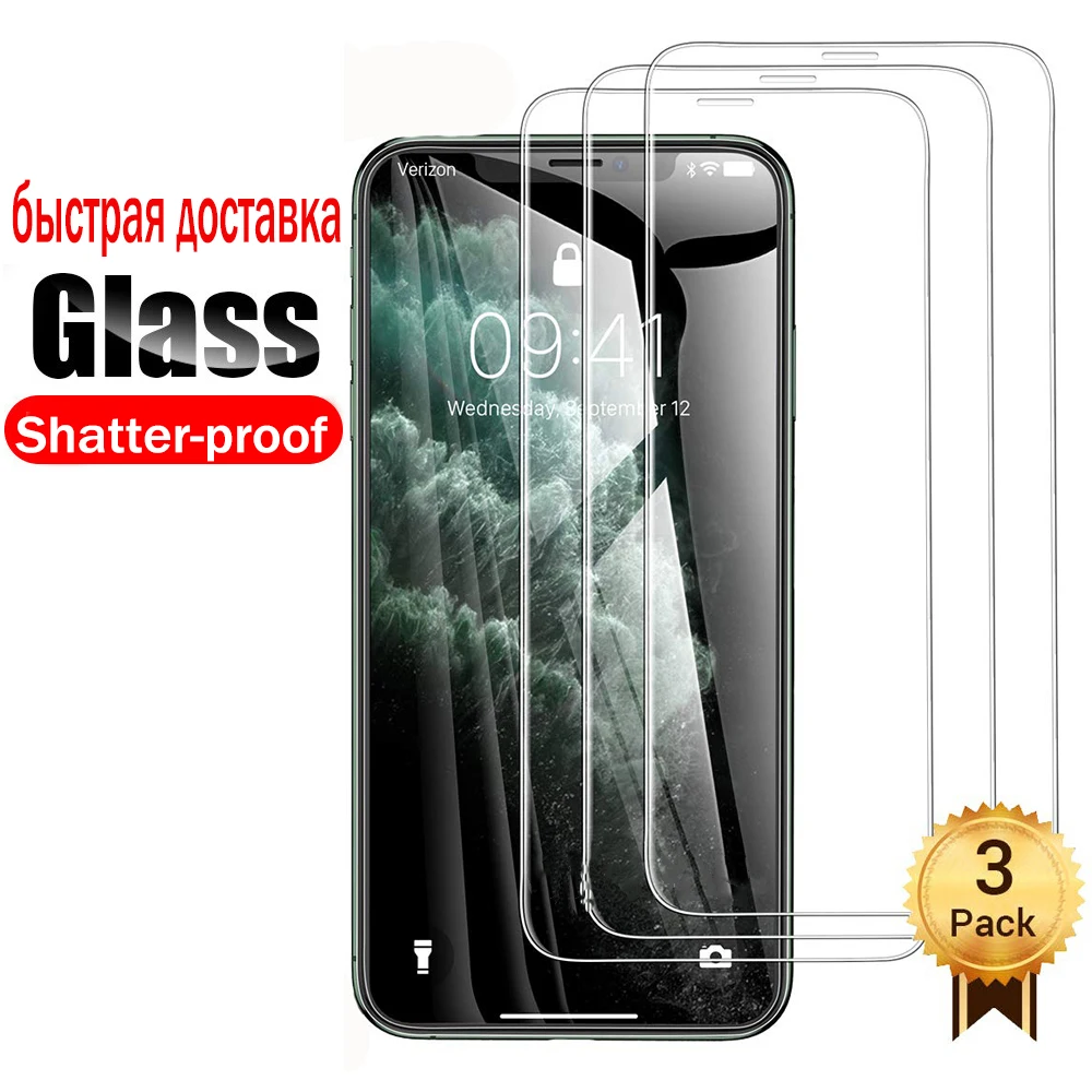 

3PCS Full Screen Protector Glass For iPhone 11 Pro MAX XS Max XR X Shatter-proof Film For iPhone 6 6s 7 8 Plus 4 5 5S SE Safety