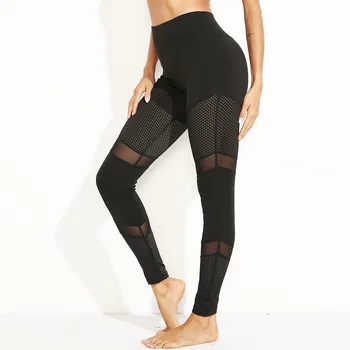 

European and American New Popular Fitness Slim Sports Mesh Stitching Hollow Leggings women leggings Fitness Leggings leggings