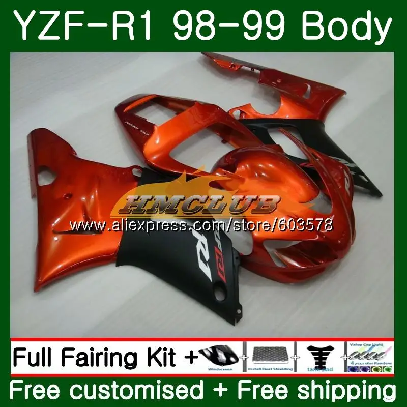 Для кузова Yamaha YZF R 1 YZF 1000 YZF1000 YZF R1 1998 1999 оранжевый черный 58CL. 15 комплект YZF-1000 YZF-R1 98 99 YZFR1 98 99 обтекатель - Цвет: No. 1