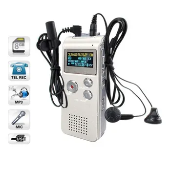 

35# Sound Voice Recorder Business 8GB Rechargeable Steel Digital Sound Voice Recorder Dictaphone MP3 Player Record MP3 Player