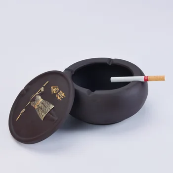 

Goku Creative Retro Monkey Living Room Office Clay Ashtray Ash Tray with Lid Household Desktop