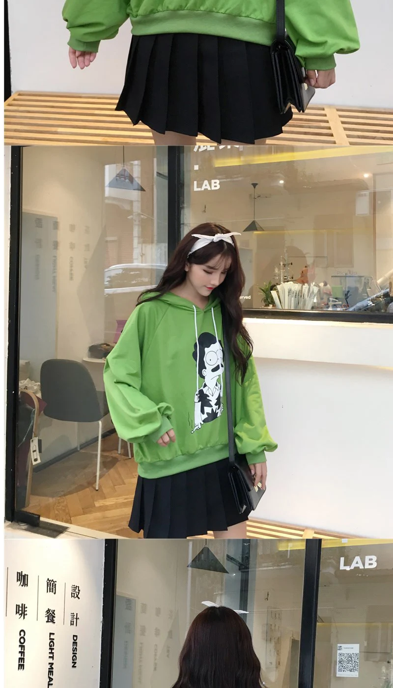 Женские толстовки на осень и зиму в Корейском стиле Ulzzang Harajuku, флисовая толстовка с длинными рукавами, худи для девочек, топы с капюшоном