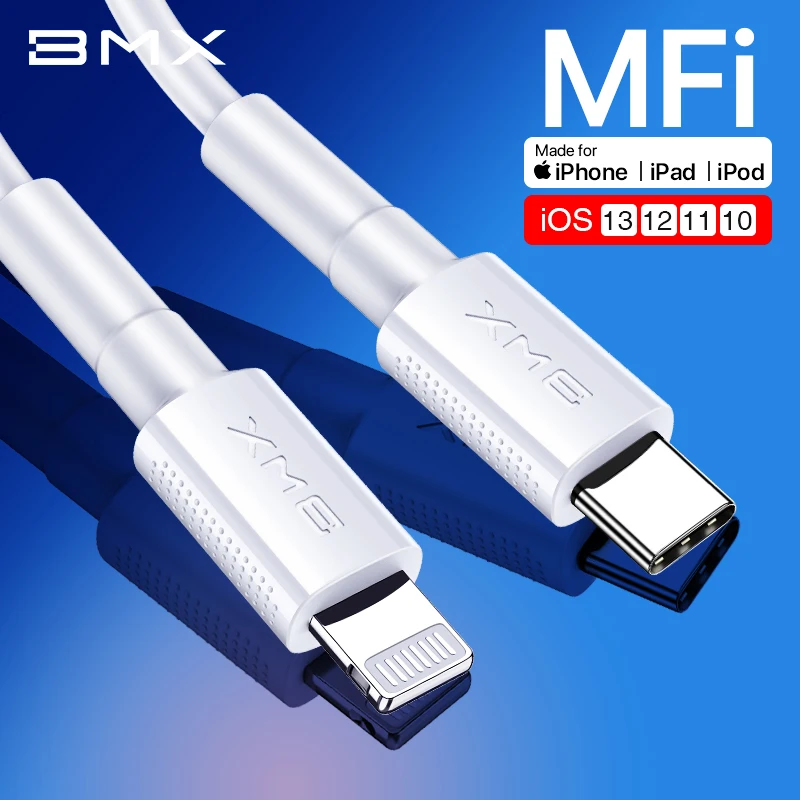 BMX MFI USB Type C to Lighting Cable For iPhone Charger Cable 11 Pro 8 7 Plus Fast Charging Charger PD USB Cable Data Wire Cord