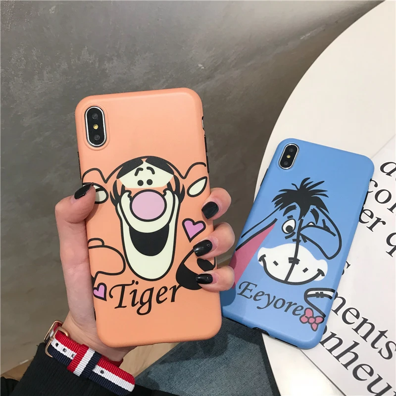 

Cute Anime Eeyore Tigger Piglet Bear Winnie Case for iPhone X Xs Max Xr 8 7 6 6S Plus Lovely Matte imd silicone soft cover capa