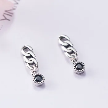 

Acecare S925 silver natural zircon black stone chain earrings female creative design earrings exquisite ear jewelry wholesale