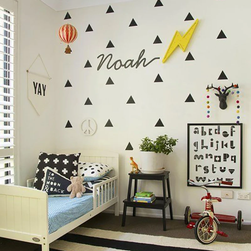Детская комната для мальчиков, треугольные наклейки на стену, простая форма для детской комнаты, художественная декоративная наклейка, детские наклейки на стену в детскую, домашний декор