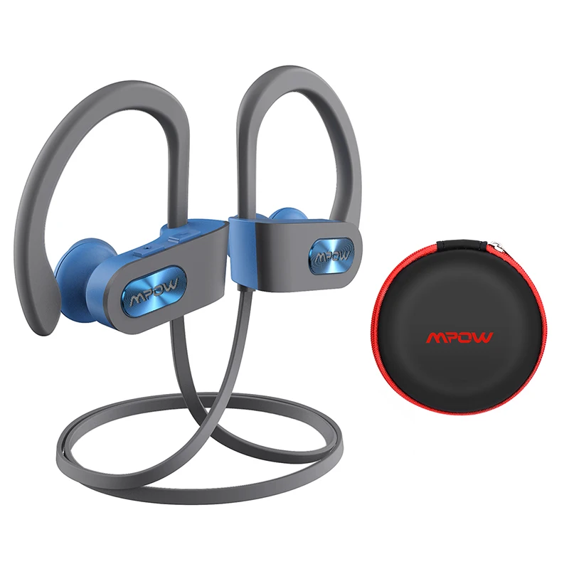 Blue and Gray Mpow пламя 088A Bluetooth наушники IPX7 водонепроницаемый Спорт бег Беспроводная гарнитура спортивные наушники с микрофоном для телефона - Цвет: Blue and Gray