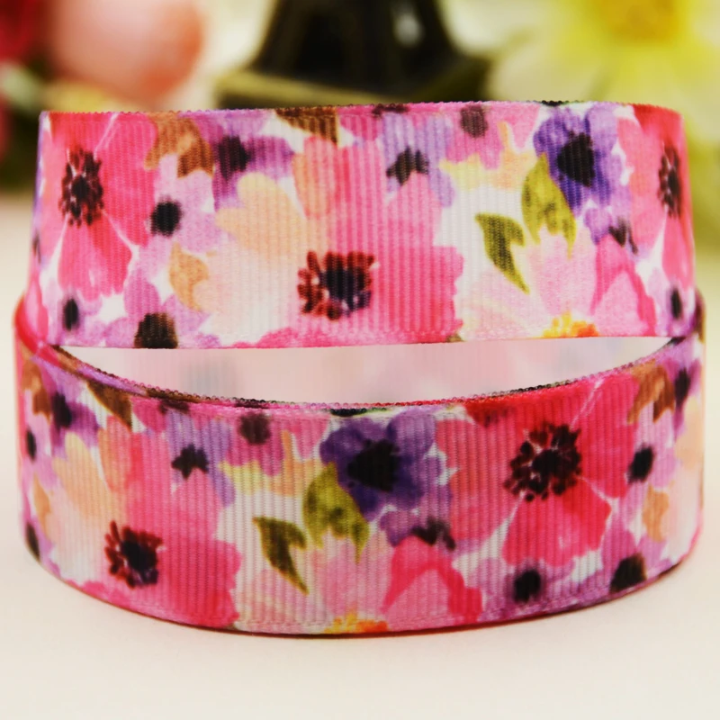 

Репсовая лента с цветочным принтом, 22 мм, 25 мм, 38 мм, 75 мм, 10 ярдов