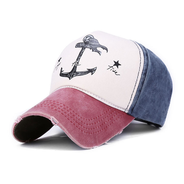 Style The Pirate Ships Anchor Printing Adjustable Washed Baseball Cap Anchor Hat Sailing Women Beach Gift Boating Yacht