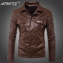 Прямые поставки Ouma стиль для мужчин локомотивное кожаное пальто с вышитыми буквами кожаная куртка D105