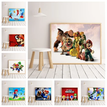 

HD Anime cartoon character Mario poster hight quality canvas painting hight quality home Decor for Children's room No Frame o272
