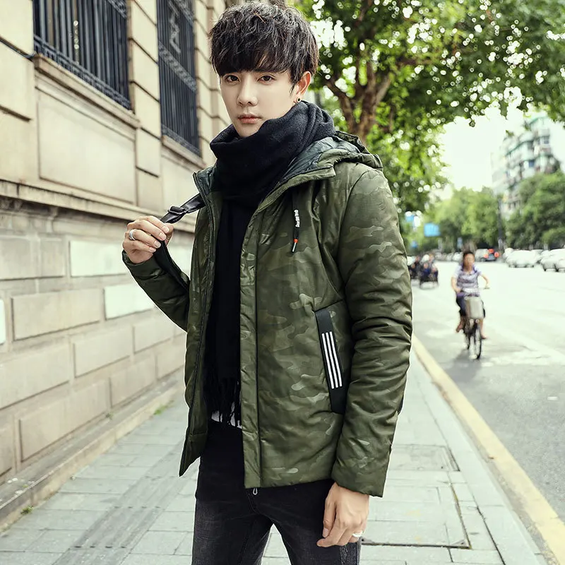 Autumn& Winter Men Hooded Camouflage down Jacket Cotton-padded Clothes Short Large Size Origional Hong Kong Style Casual Cotton