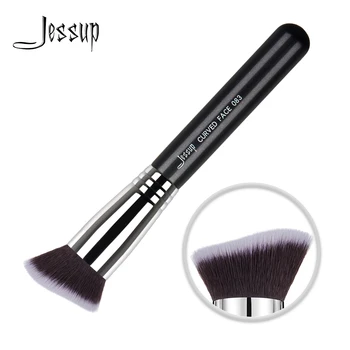 

Jessup CURVED FACE Single Makeup Brush 1pc Black-Silver Professional Fiber Hair Wooden Handle Beauty Cosmetic Tool 083