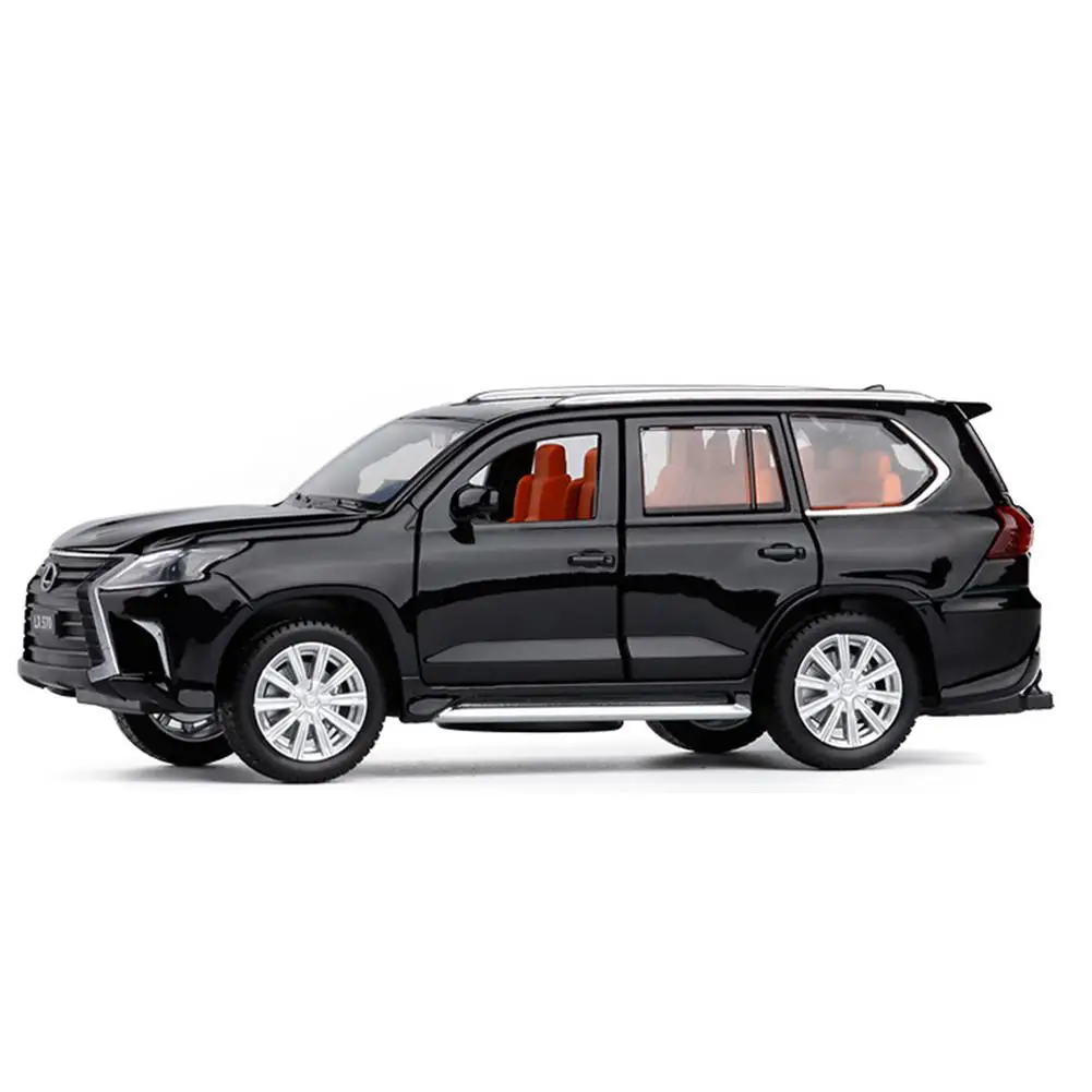 1:32 LX570 литая модель автомобиля, литая под давлением металлическая модель автомобиля, игрушечный светильник со звуком для автомобиля - Цвет: Black