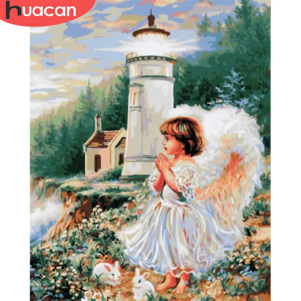 

HUACAN Pictures By Numbers Angel Girl Portrait HandPainted Kits Drawing Canvas DIY Oil Painting Home Decoration Art Gift