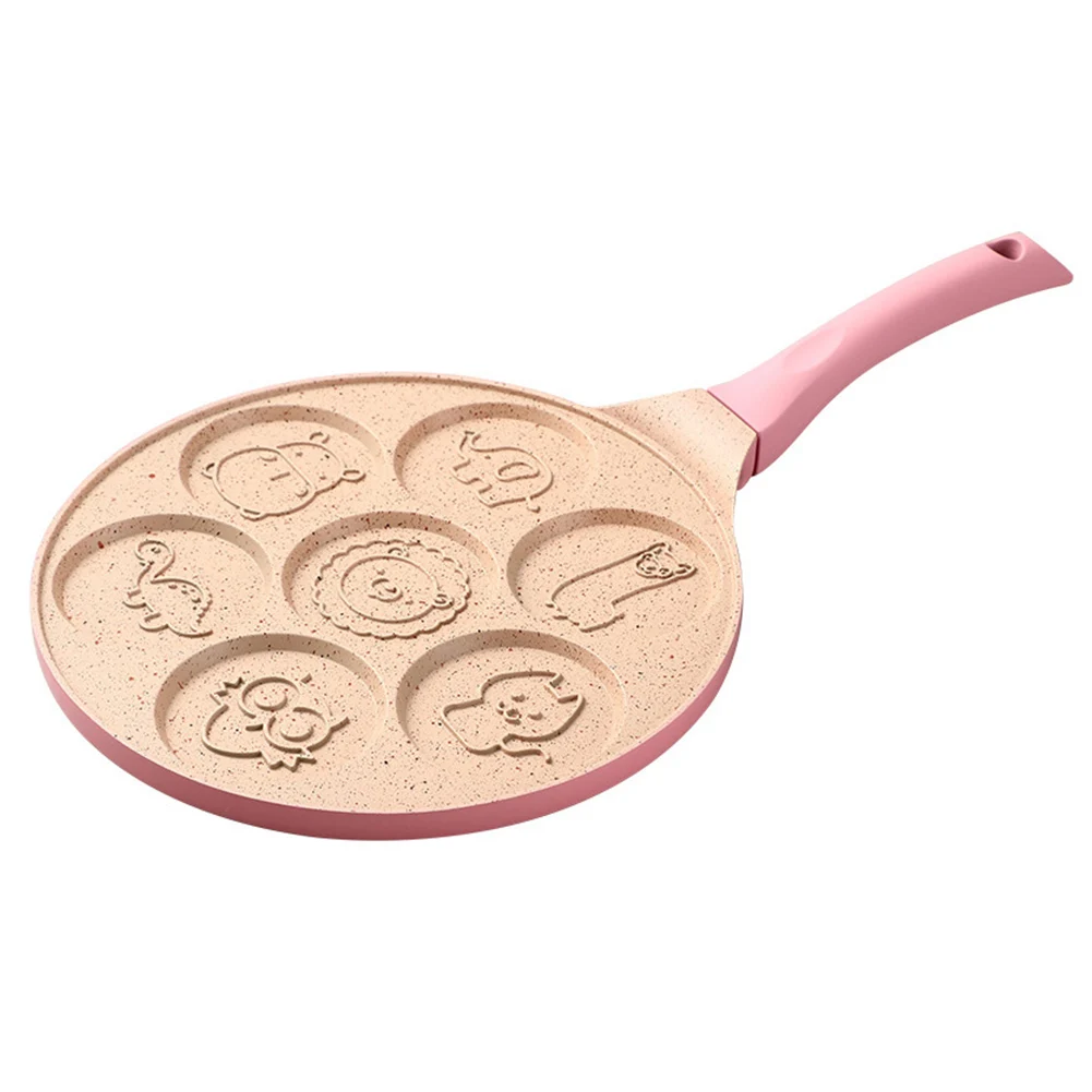 7 Holes Breakfast Cooking Household Aluminum Alloy Porous Baking Kitchen Frying Pan Omelette Pot Non-stick Dumplings Flat Base