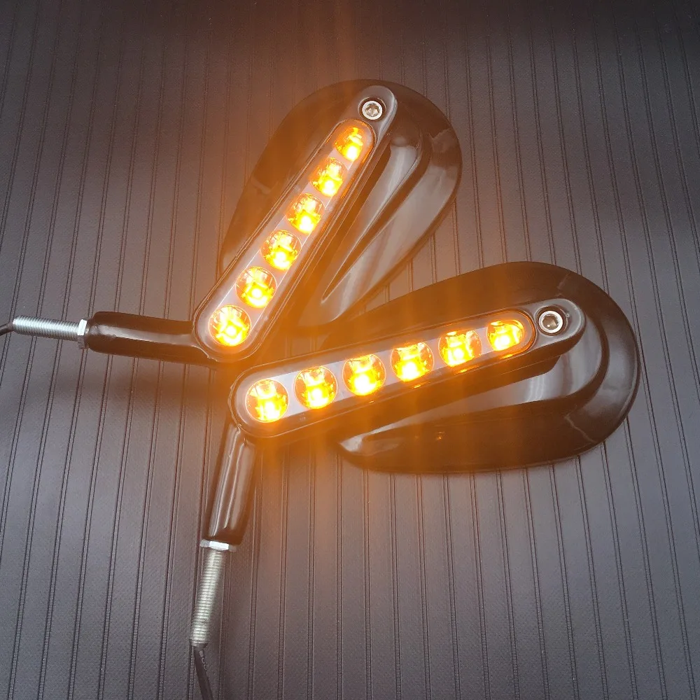 thumbnail image 2 of Limited Edition Silver Motorcycle Mirror Muscle LED Turn Signals Light Moto Rearview Side 2 of 9