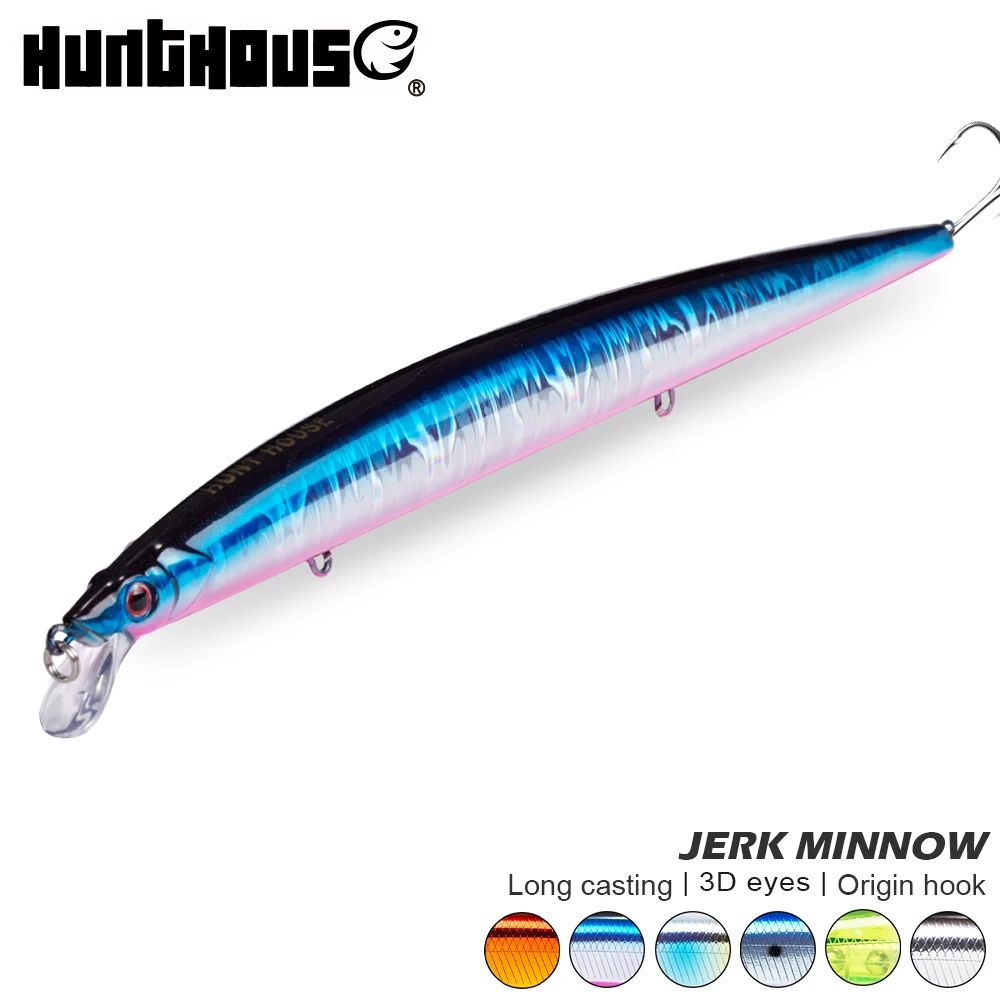 Hunthouse новые рыболовные приманки tide minnow 210 мм/34 г приманка Джеркбейт длинный литье гольян серфинга приманка плавающая из нержавеющей стали