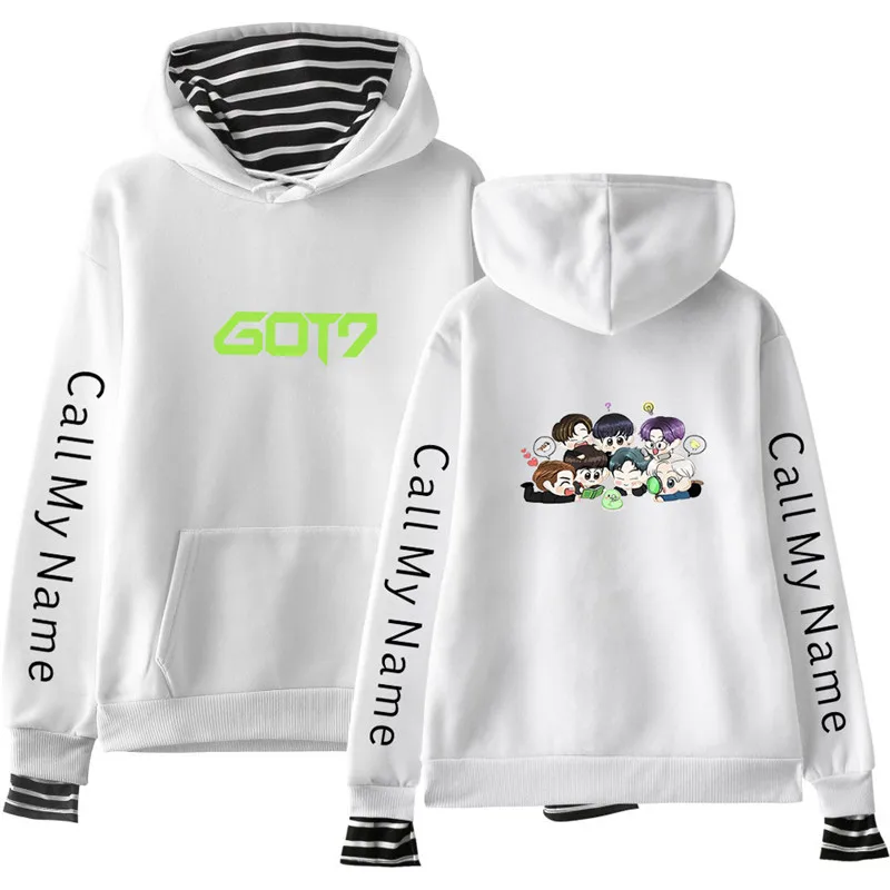 GOT7 поддельные из двух частей толстовки Толстовка kawaii уличная Женская/Мужская мода корейский стиль толстовки Толстовка - Цвет: as shown the picture