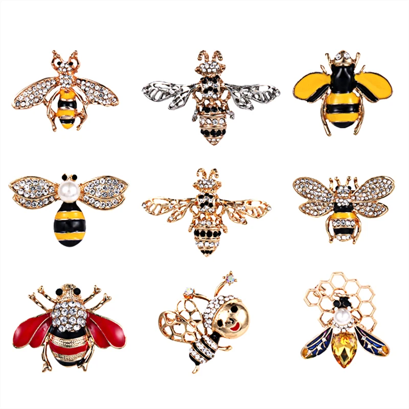Новинка брошь в виде пчелы сплав стразы насекомое булавка женская одежда с