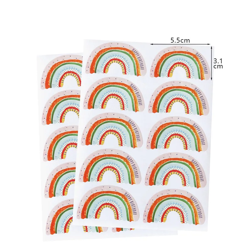 100pcs 5.5cm Rainbow Stickers Happy Birthday Thank You Label DIY Cookie Bags Seal Labels Happy Every Day Sticker Paper Decor200pcs happy every day rainbow stickers happy birthday thank you gift seal label scrapbooking diy craft baking supplies stickers