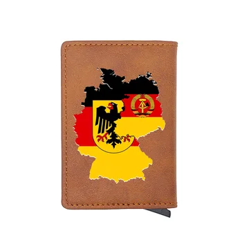 

Vintage Brown Germany Map German Flag German National Emblem Digital Printing Leather Card Holder Wallet Charm Men Women Purse