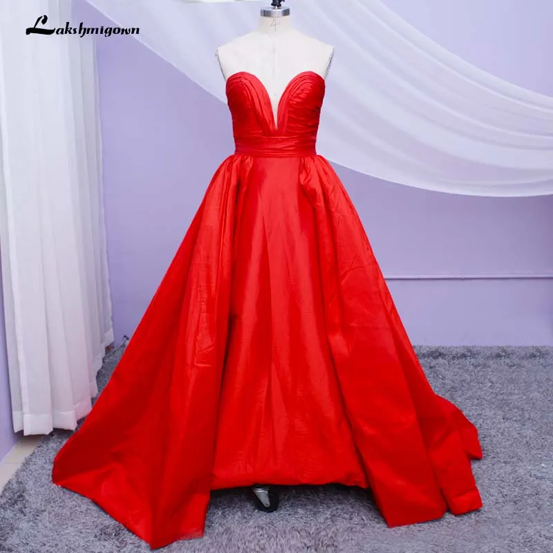 Lakshmigown красное бальное платье для выпускного вечера Vestidos De Baile милое атласное длинное вечернее платье с открытой спиной реальные фотографии - Цвет: Красный