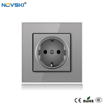 

NOVSKI Electrical Socket Pop розетка German Plug, EU Russian Outlet 16A Socket Grounded 110-250V Grey, White, Black, Gold