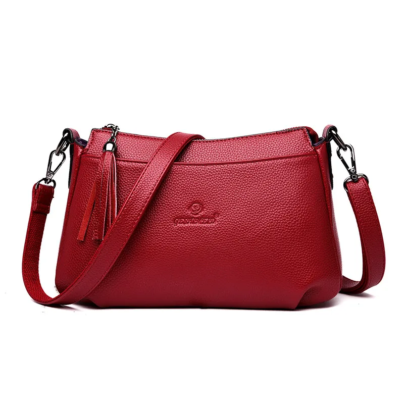 Женские кожаные сумки-мессенджеры, маленькие сумки через плечо для женщин, сумка через плечо, женская сумка, основная женская сумка, высокое качество - Цвет: Wine red