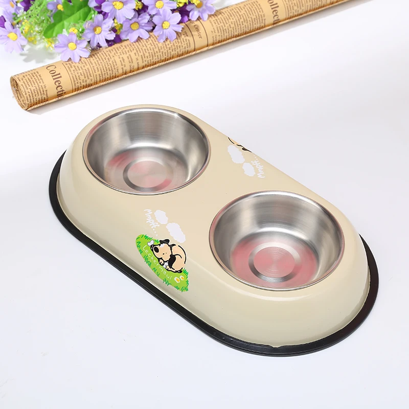 Beige Собачья миска для кормления, миска для воды, миска для домашних животных с двойной головкой, кормушка, аксессуар для котов - Цвет: Beige